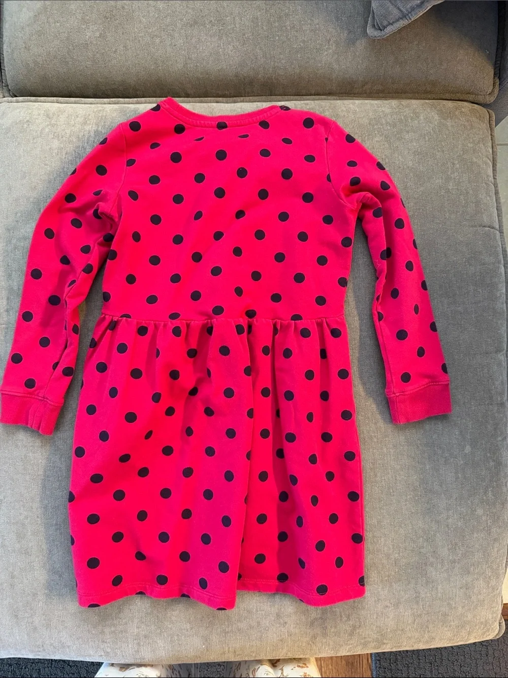 Primary Hot Pink Long Sleeve Polka Dot Dress